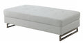 White and Silver Faux Leather Ottoman - 63-inch Ottomans