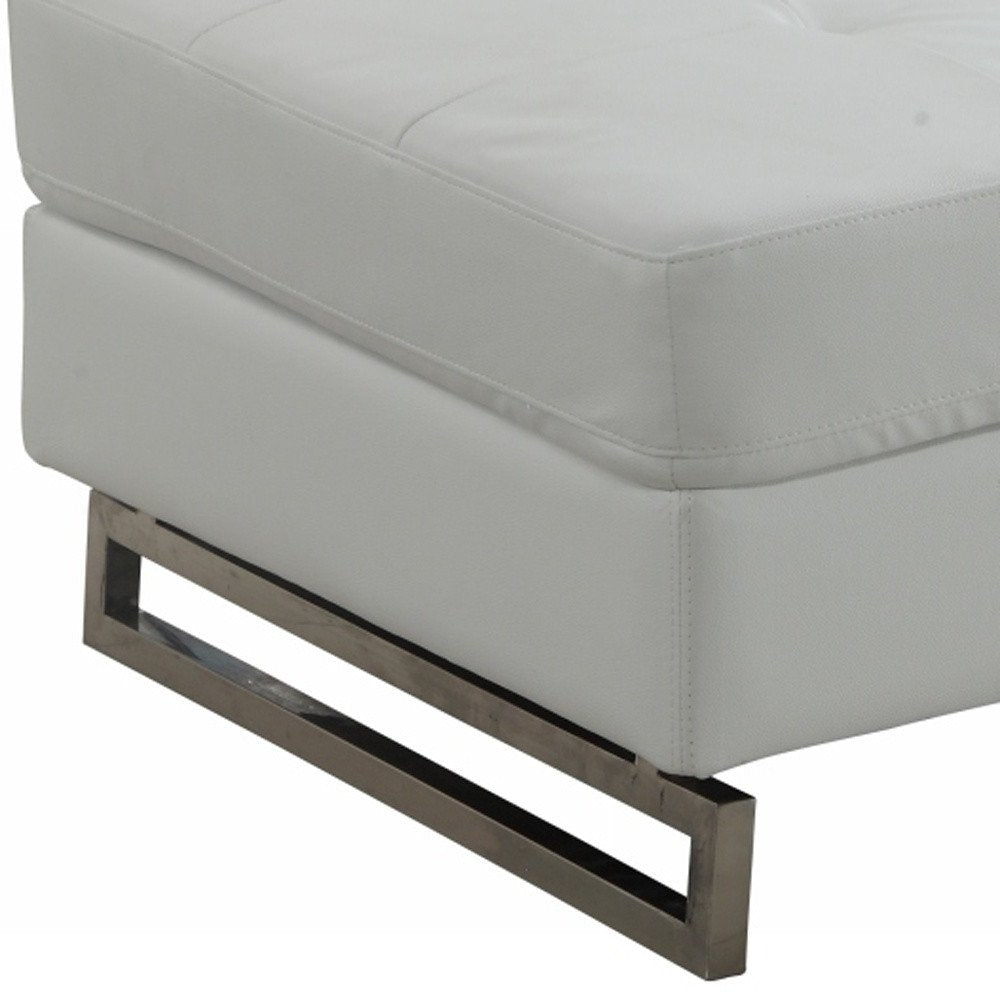 White and Silver Faux Leather Ottoman - 63-inch Ottomans