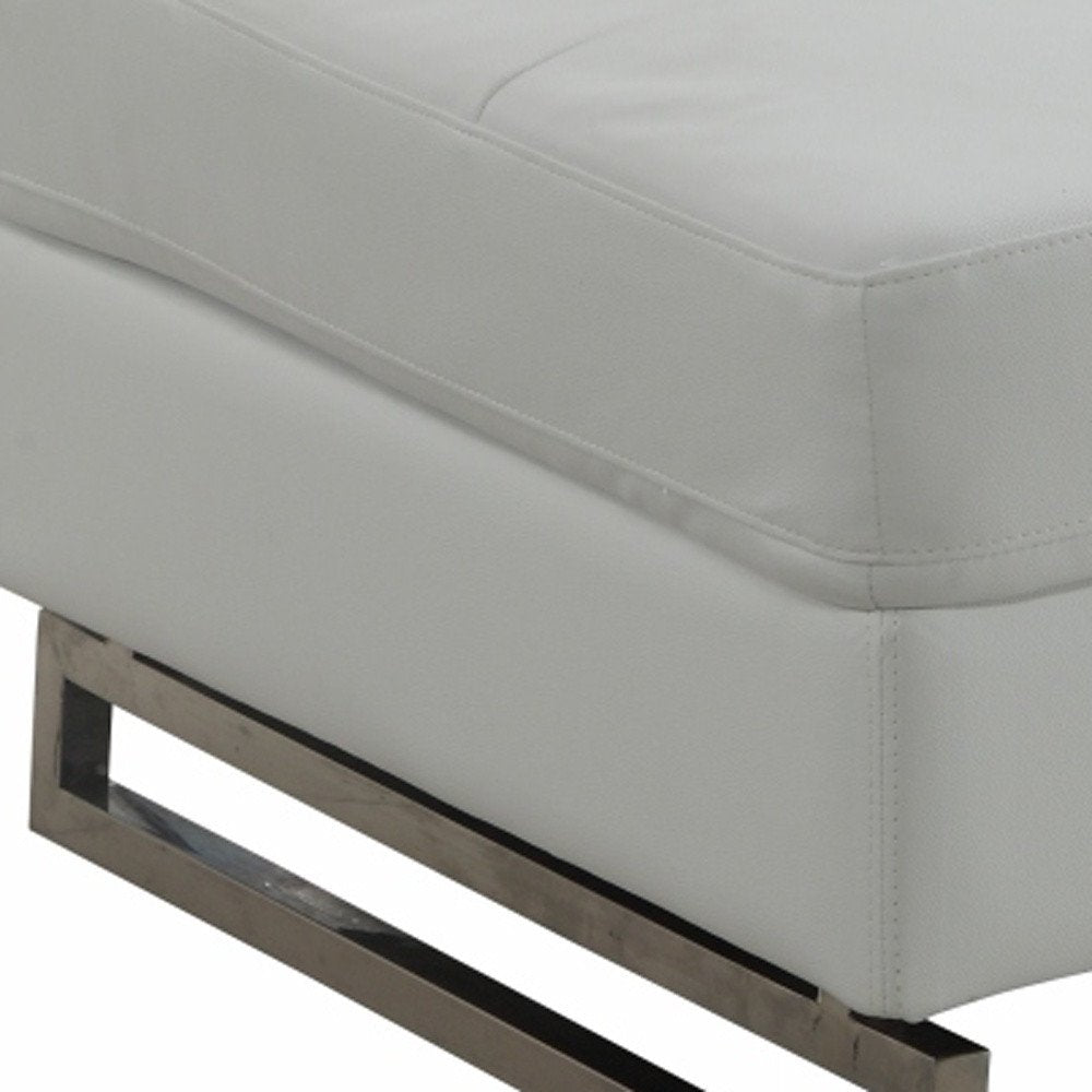 White and Silver Faux Leather Ottoman - 63-inch Ottomans