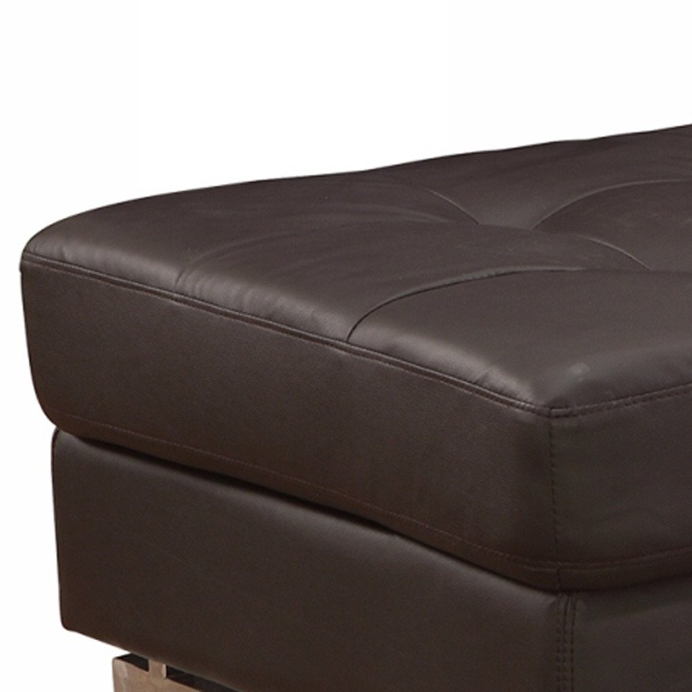Brown and Silver Faux Leather Tufted Ottoman - 63-inch