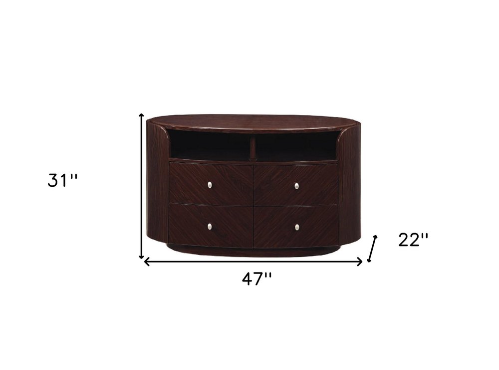 Dark Brown Cabinet Enclosed Storage TV Stand - 47-inch