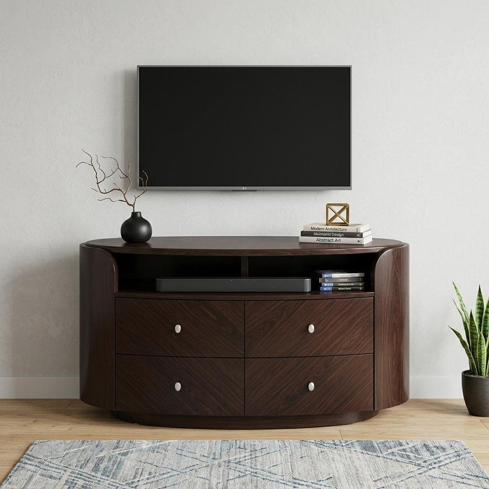 Dark Brown Cabinet Enclosed Storage TV Stand - 47-inch