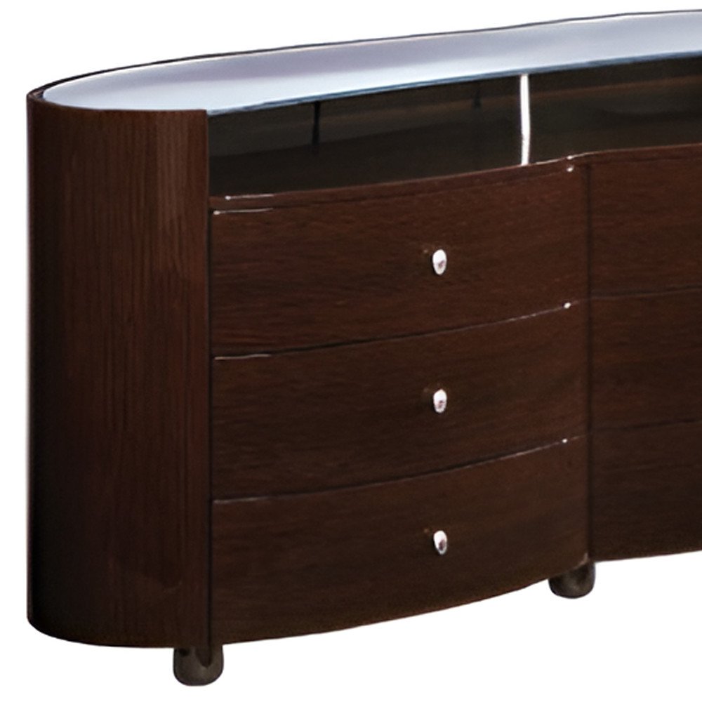 Brown Wood Six Drawer Dresser - 63-inch