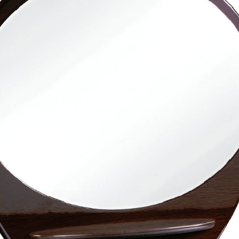Brown Oval Wood Framed Mounted Dresser Mirror - 39-inch