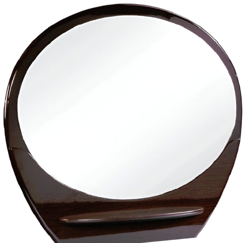 Brown Oval Wood Framed Mounted Dresser Mirror - 39-inch