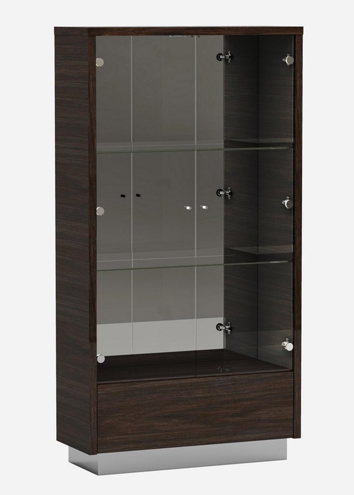 Silver and Dark Brown Display Stand with Three Shelves and One Drawer - 43-inch