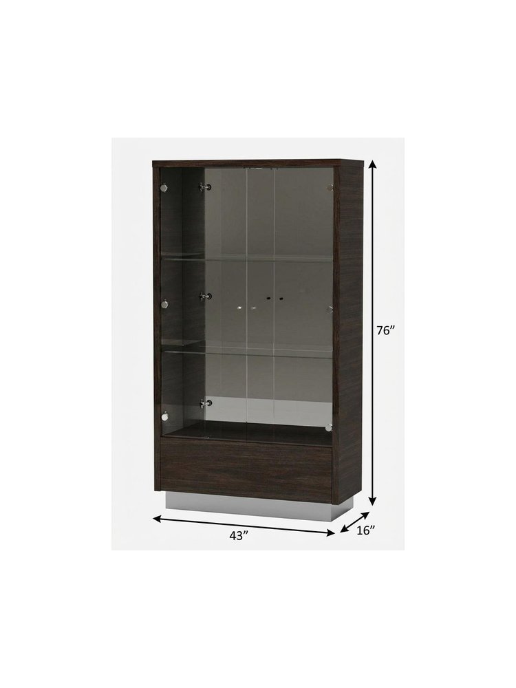 Silver and Dark Brown Display Stand with Three Shelves and One Drawer - 43-inch