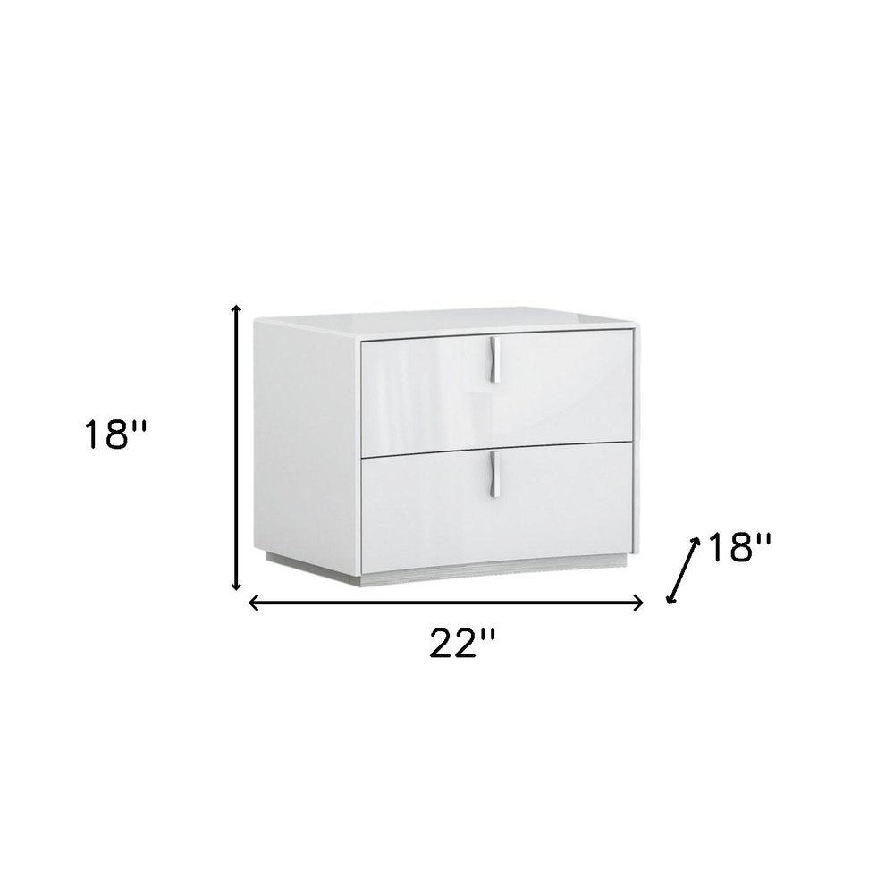 White Two Drawers Manufactured Wood Nightstand - 18-inch