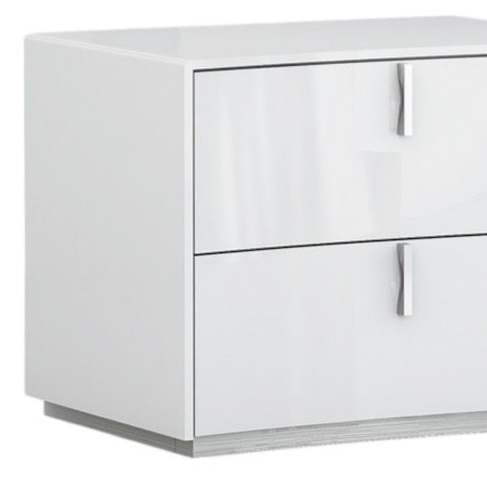 White Two Drawers Manufactured Wood Nightstand - 18-inch