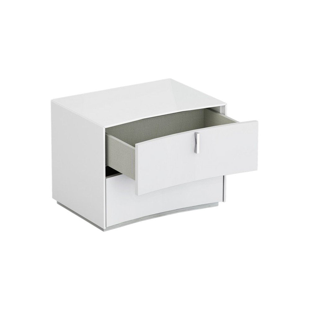 White Two Drawers Manufactured Wood Nightstand - 18-inch