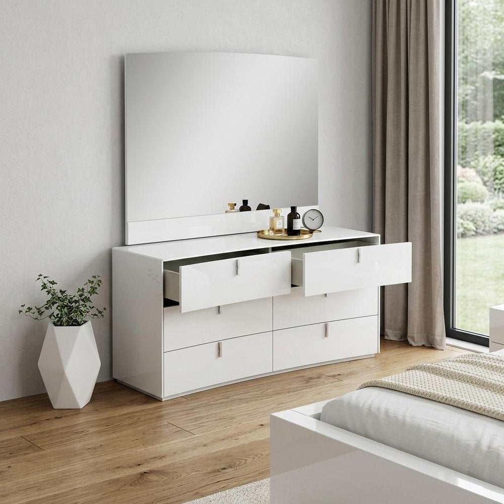 White Wood Six Drawer - 62-inch