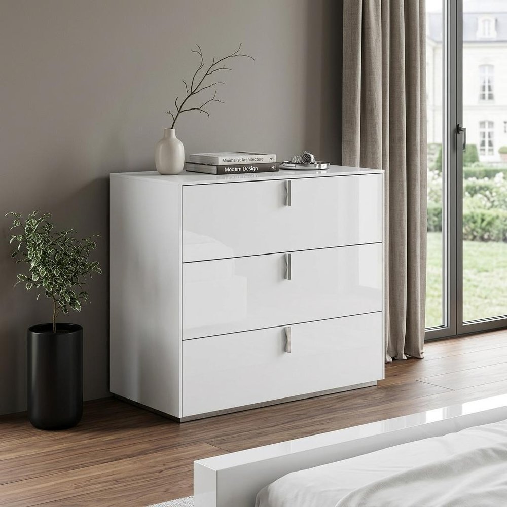 White Wood Six Drawer - 62-inch
