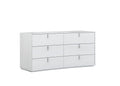 White Wood Six Drawer - 62-inch