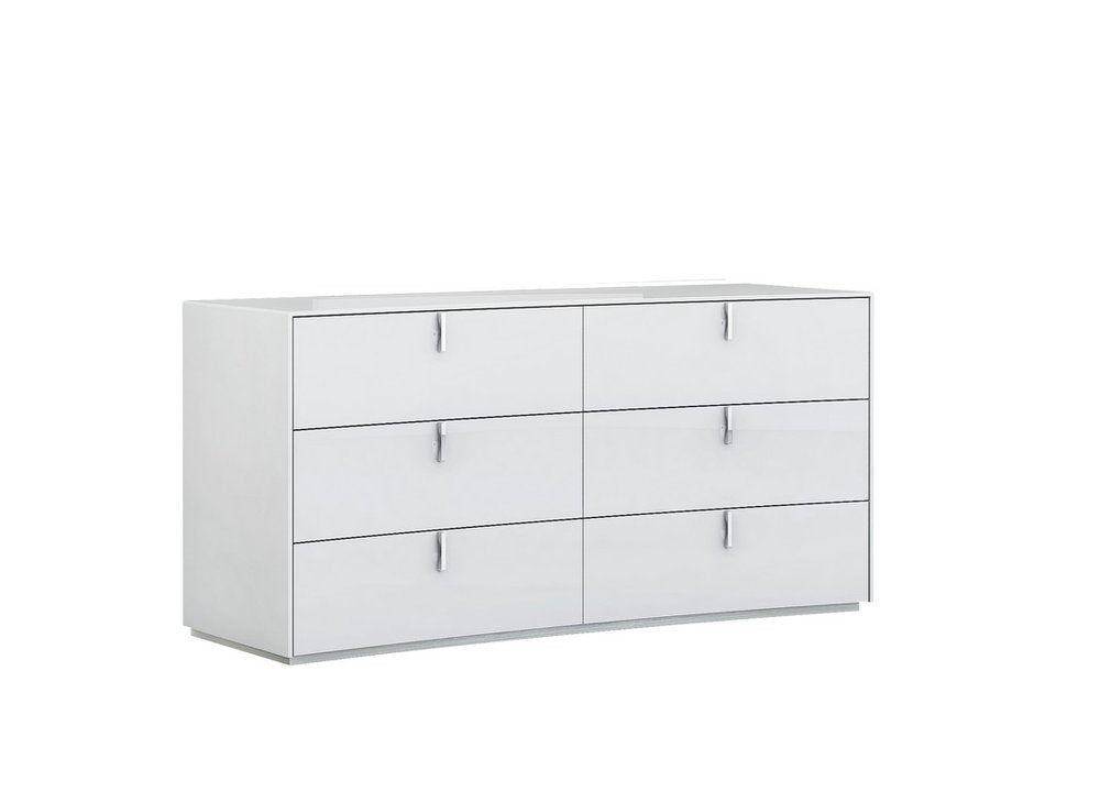 White Wood Six Drawer - 62-inch