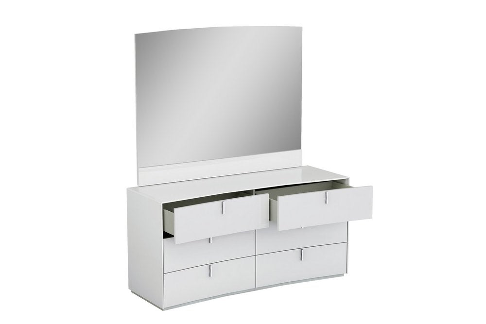 White Wood Six Drawer - 62-inch