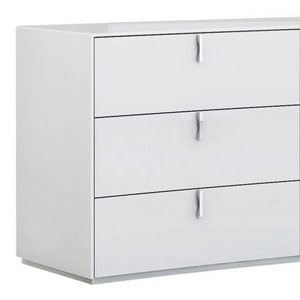 White Wood Six Drawer - 62-inch