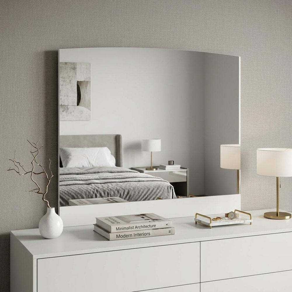 White Wood Framed Mounted Dresser Mirror - 45-inch