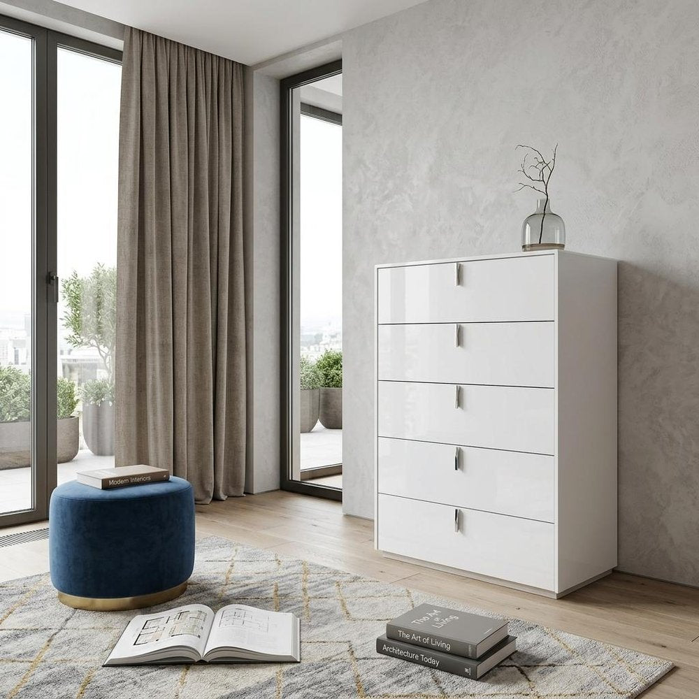 White Wood Six Drawer - 62-inch