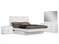 Four Piece White Solid and Manufactured Wood Bedroom Set with Mirror