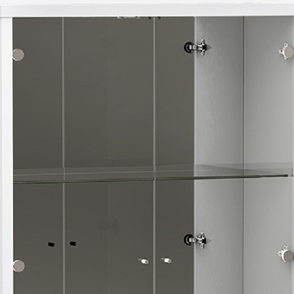 White and Silver Wood Curio Cabinet with Two Doors and One Drawer - 50-inch