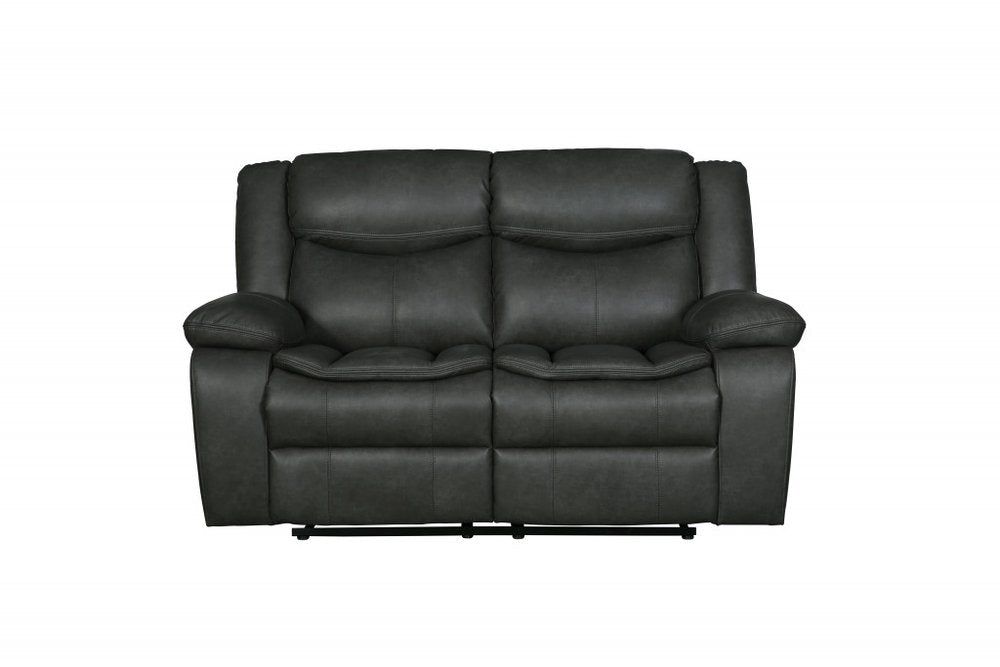 Gray Faux Leather Manual Reclining Love Seat - 64-inch