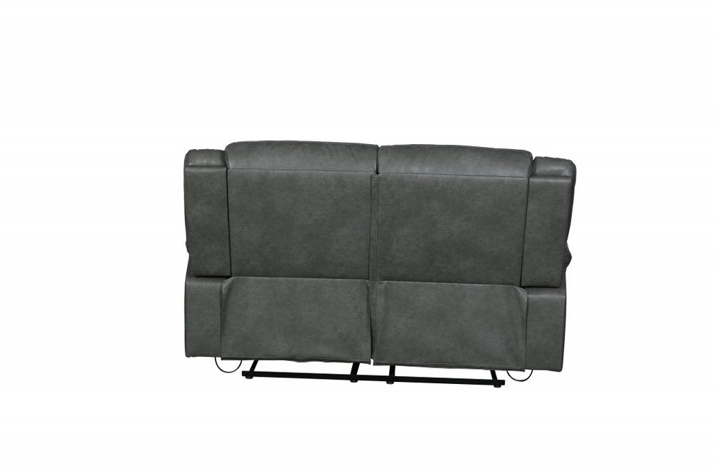 Gray Faux Leather Manual Reclining Love Seat - 64-inch
