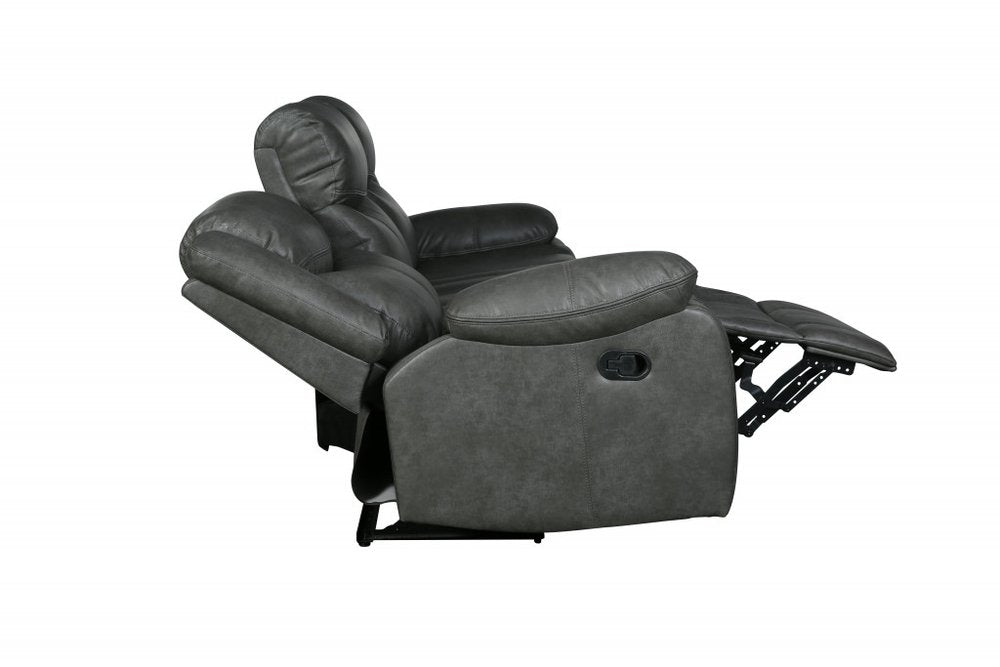 Gray Faux Leather Manual Reclining Love Seat - 64-inch