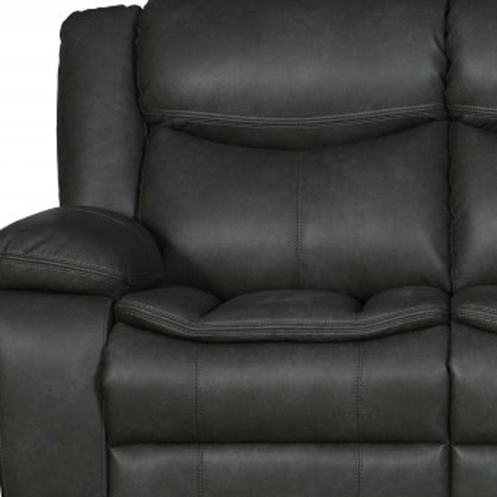 Gray Faux Leather Manual Reclining Love Seat - 64-inch