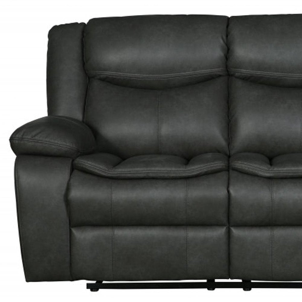 Gray Faux Leather Manual Reclining Love Seat - 64-inch