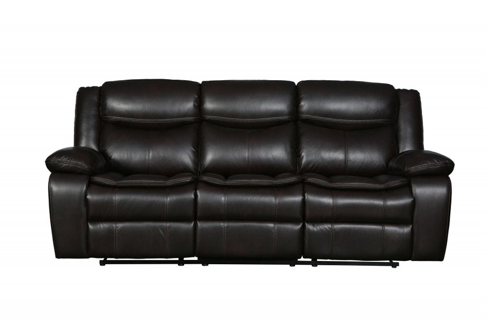 Brown Faux Leather Sofa with Black Legs - 86-inch