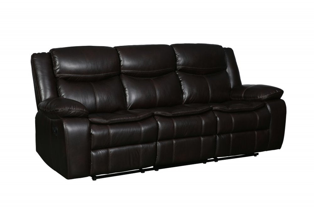 Brown Faux Leather Sofa with Black Legs - 86-inch