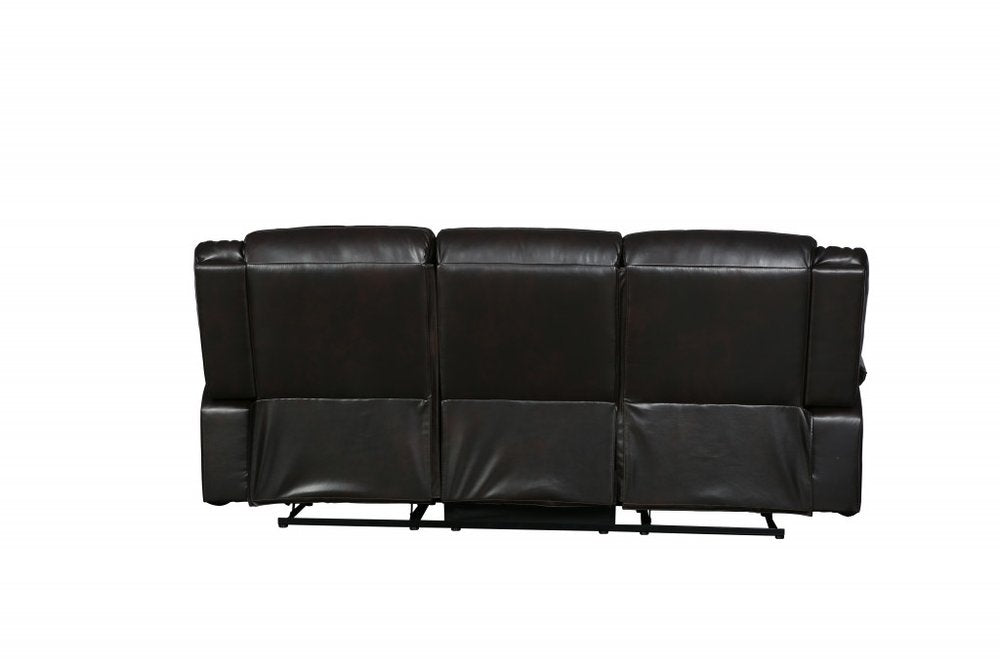 Brown Faux Leather Sofa with Black Legs - 86-inch