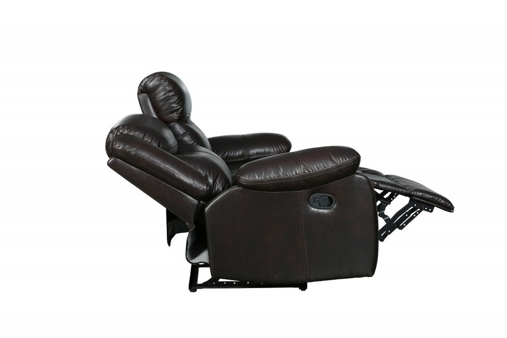 Brown Faux Leather Sofa with Black Legs - 86-inch
