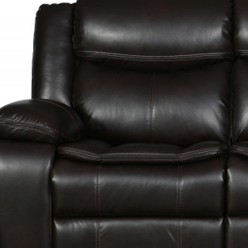 Brown Faux Leather Sofa with Black Legs - 86-inch