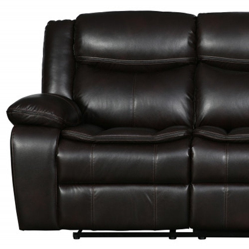Brown Faux Leather Sofa with Black Legs - 86-inch