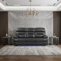 Gray Faux Leather USB Sofa with Black Legs - 89-inch