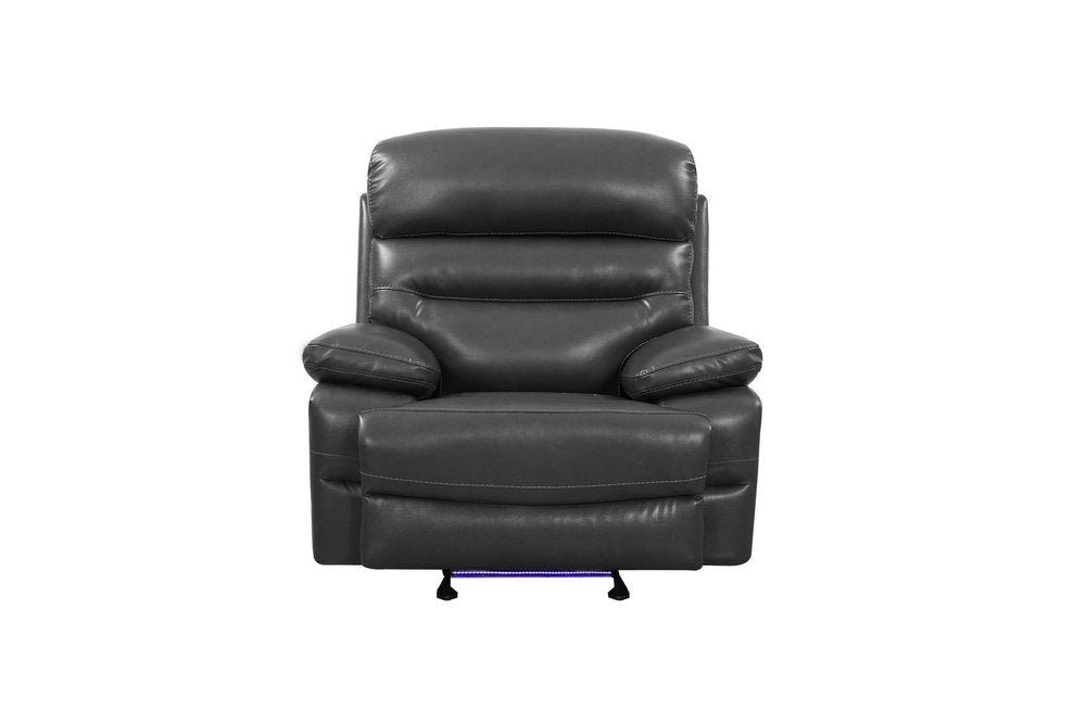 Gray Faux Leather USB Sofa with Black Legs - 89-inch
