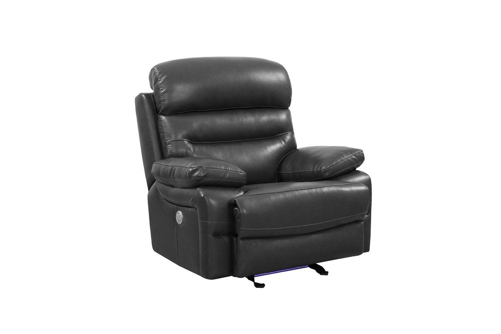 Gray Faux Leather USB Sofa with Black Legs - 89-inch