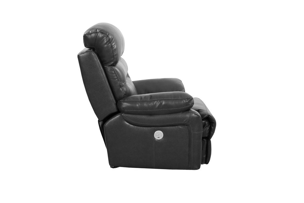 Gray Faux Leather USB Sofa with Black Legs - 89-inch