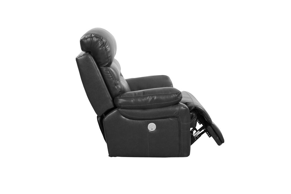 Gray Faux Leather USB Sofa with Black Legs - 89-inch
