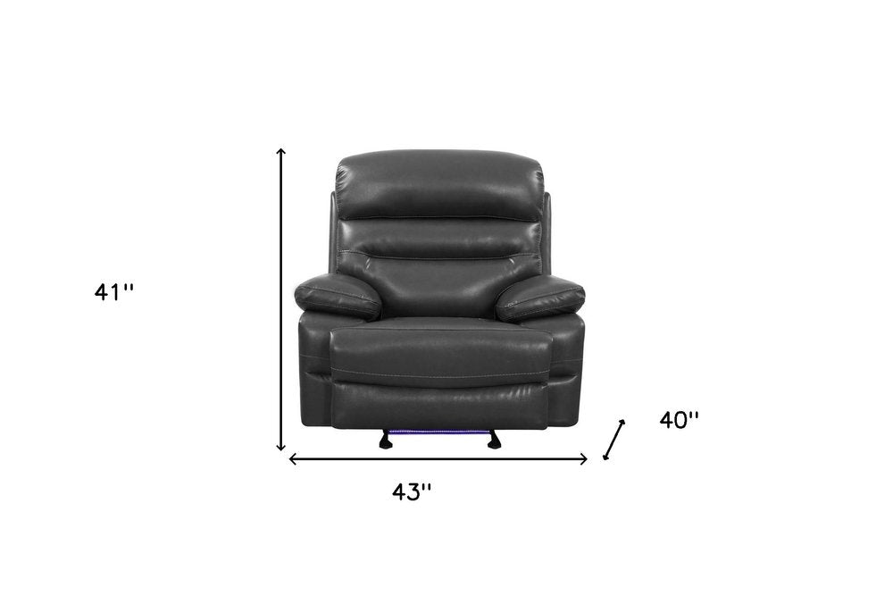 Gray Faux Leather USB Sofa with Black Legs - 89-inch