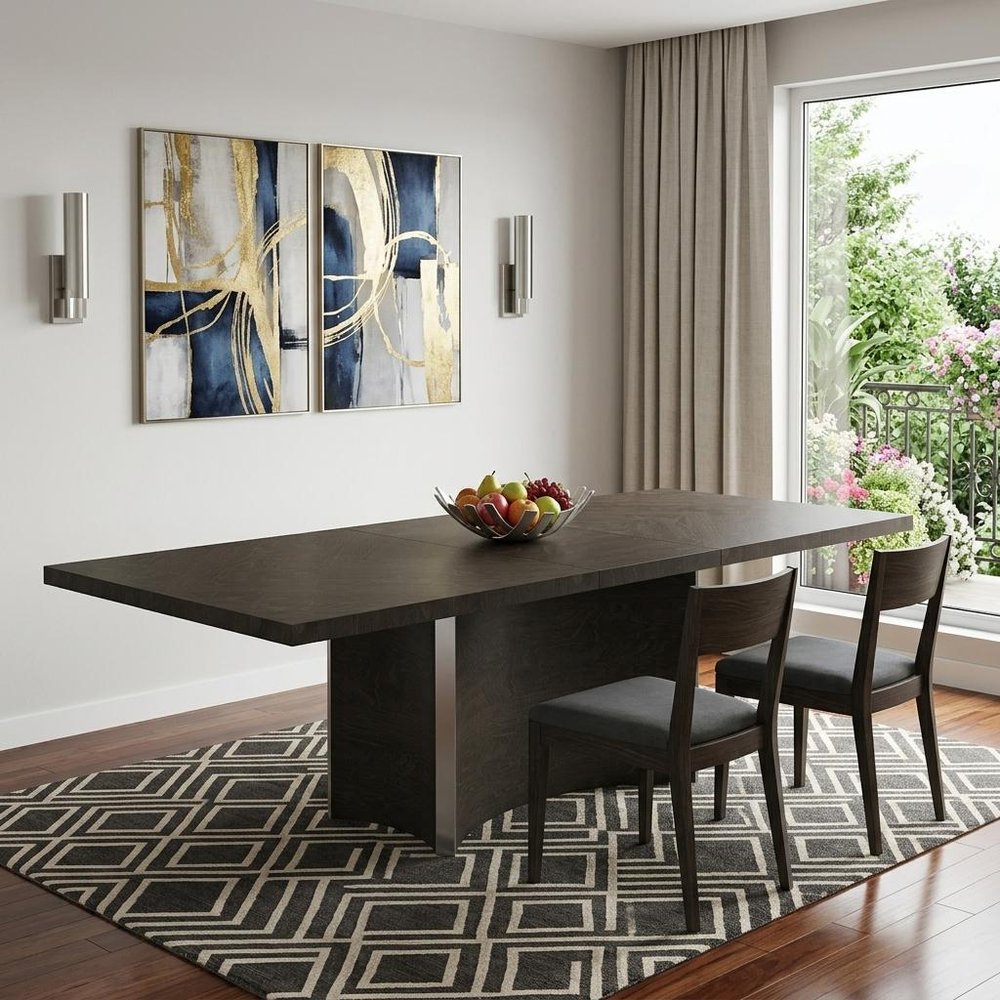 Seven Piece Gray Solid Wood Dining Set with Six Chairs