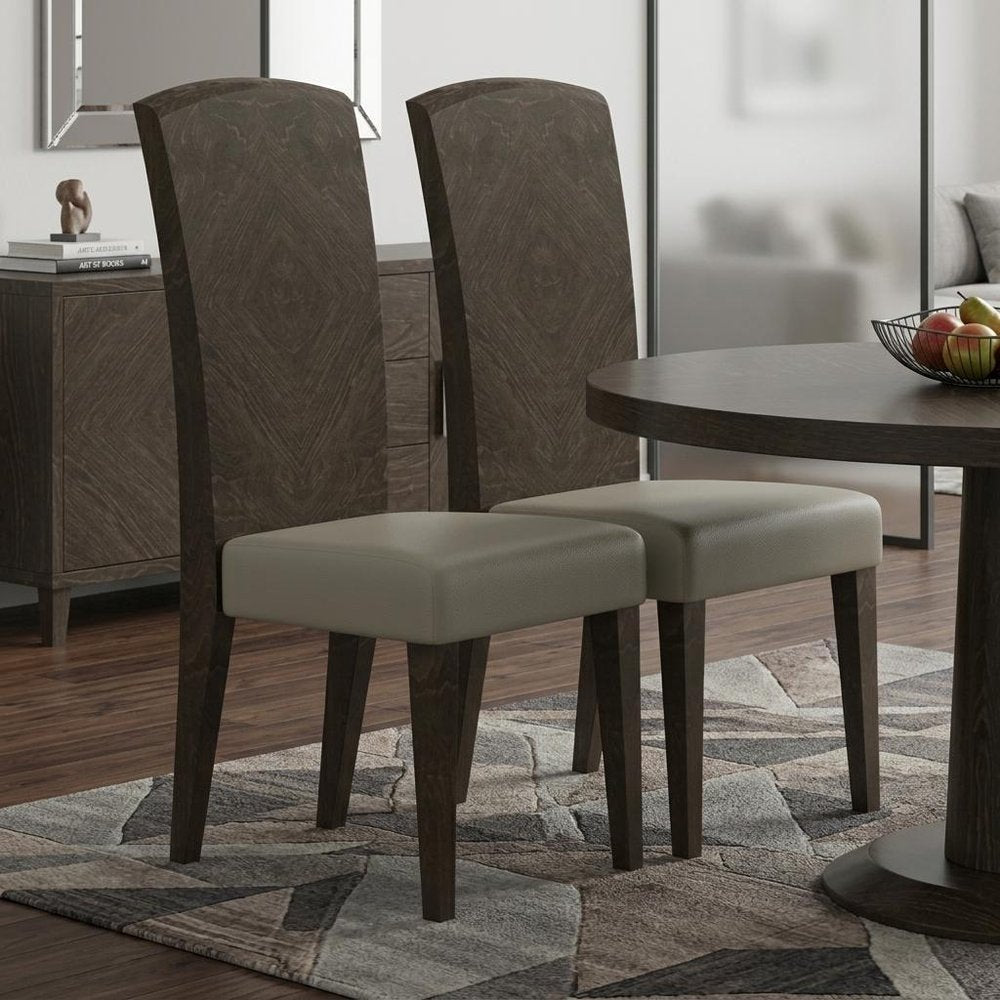 Seven Piece Gray Solid Wood Dining Set with Six Chairs