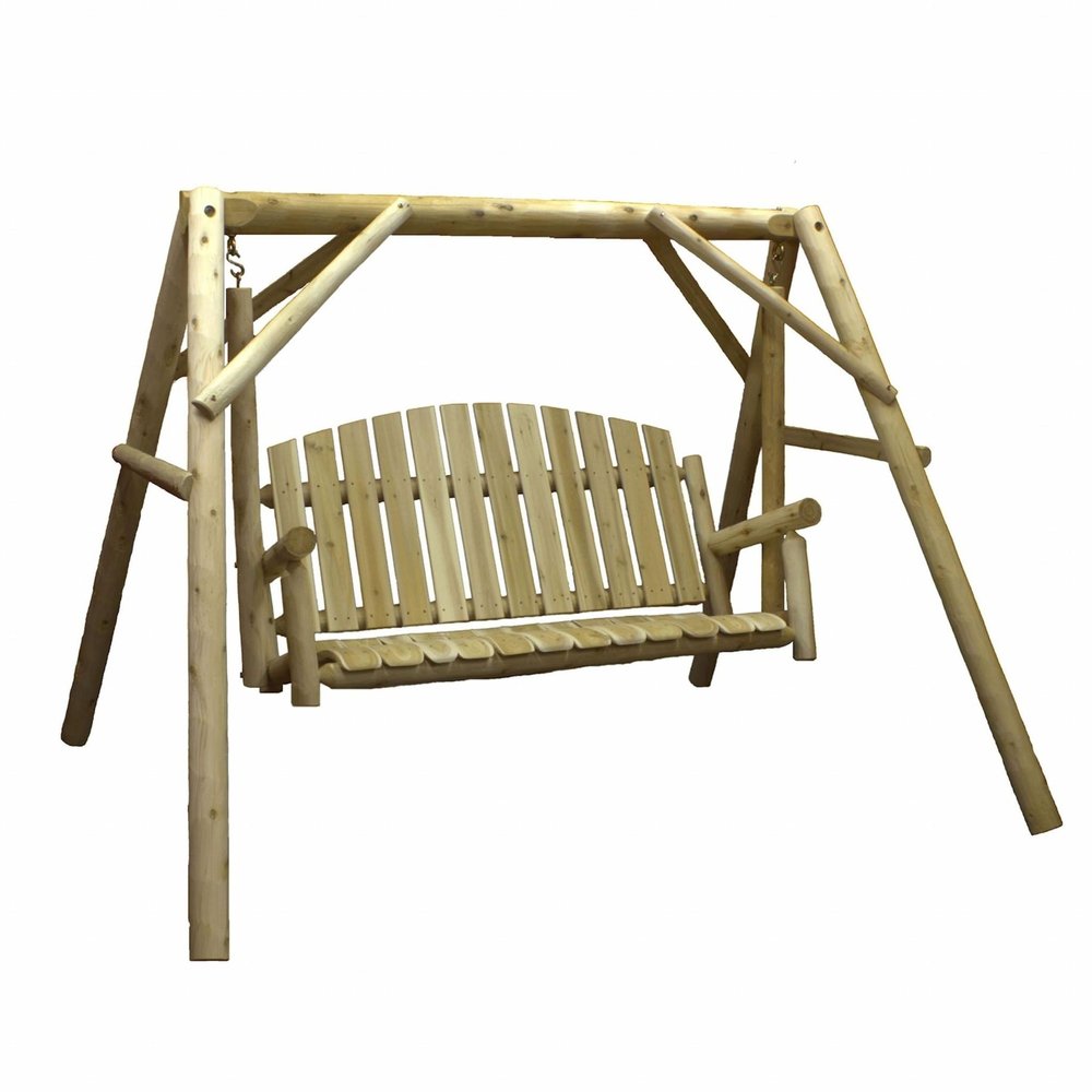 Natural Solid Wood Swing Chair - 87-inch