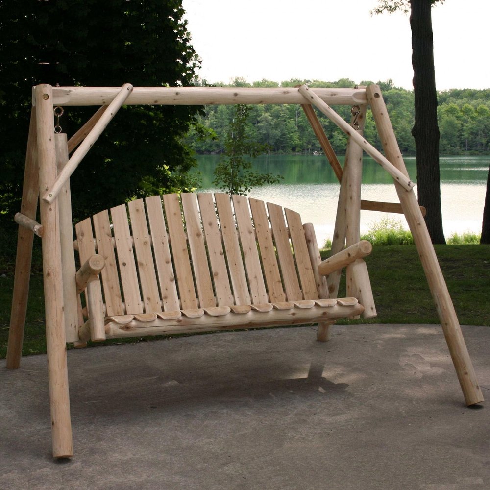Natural Solid Wood Swing Chair - 87-inch