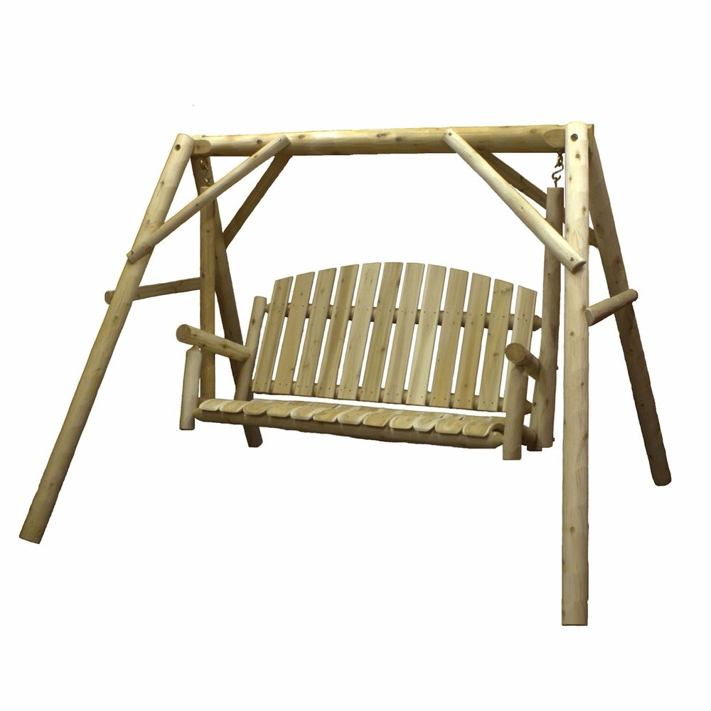 Natural Solid Wood Swing Chair - 87-inch