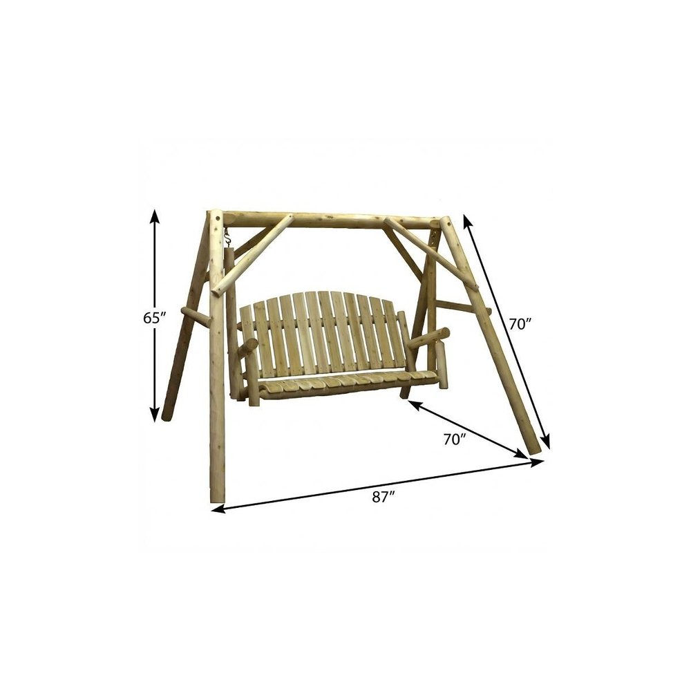 Natural Solid Wood Swing Chair - 87-inch