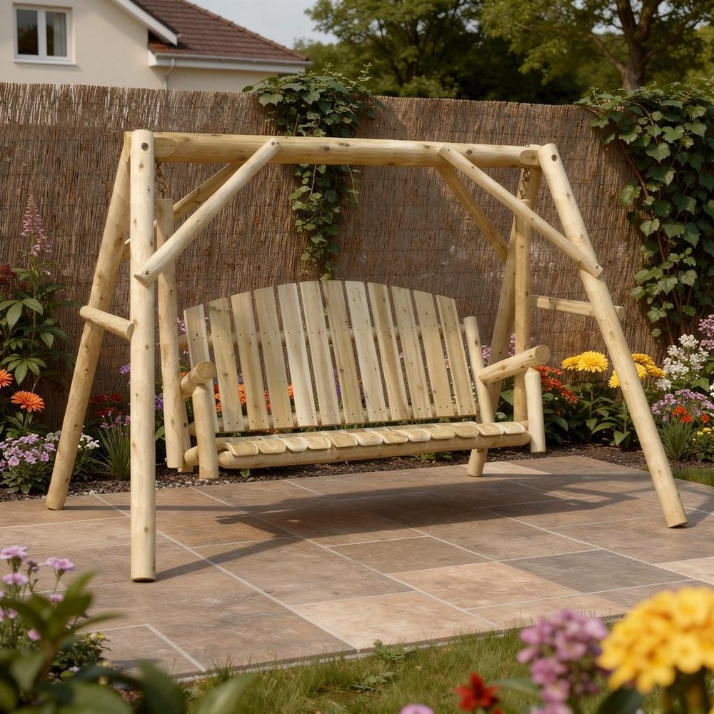 Natural Solid Wood Swing Chair - 87-inch
