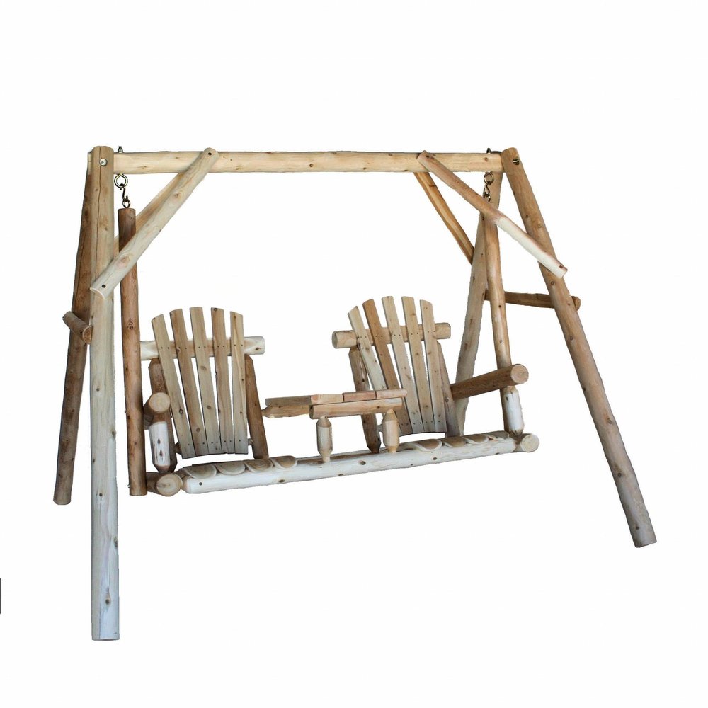 Natural Solid Wood Swing Chair - 87-inch