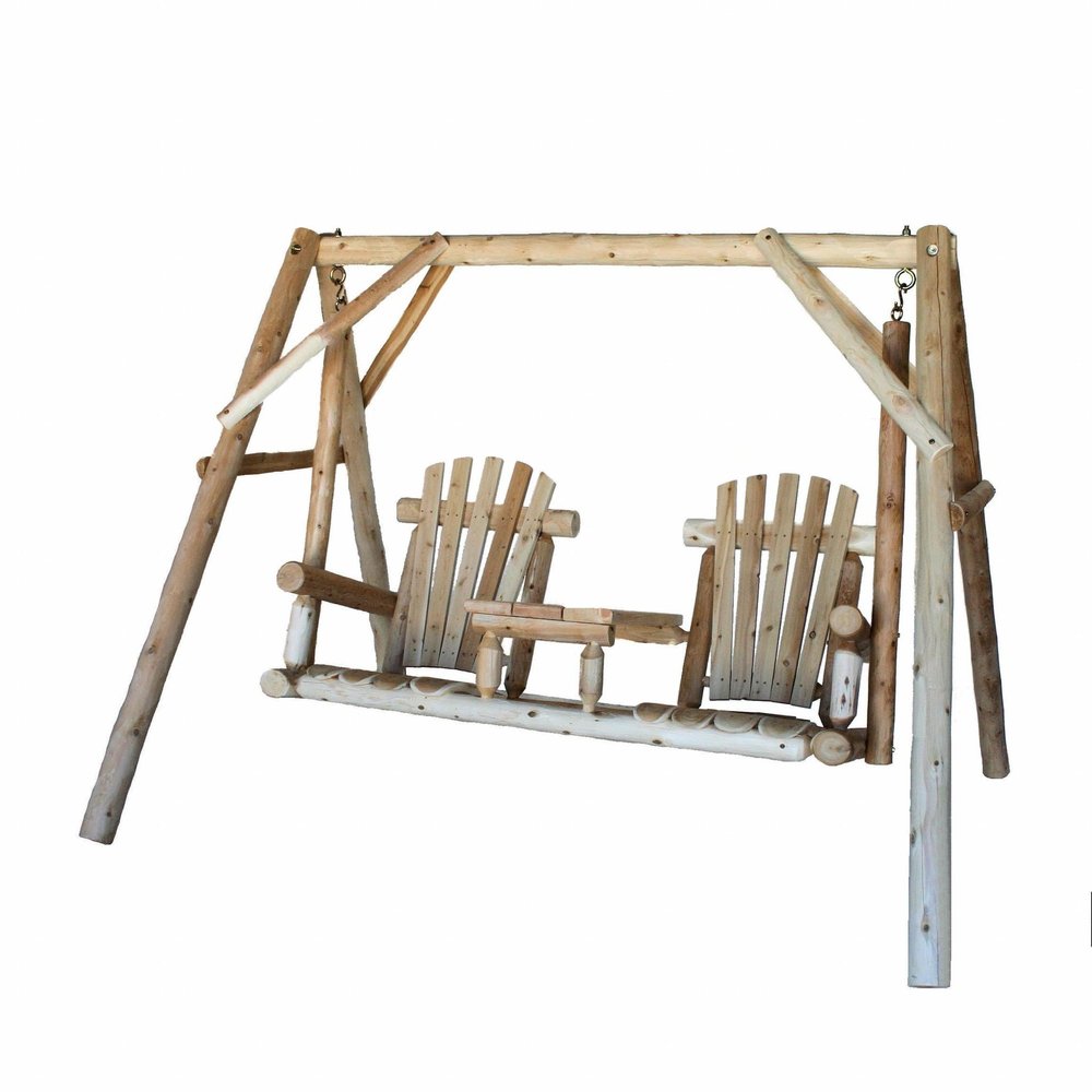 Natural Solid Wood Swing Chair - 87-inch